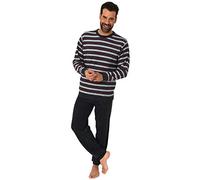 NORMANN-Wäschefabrik Eleganter Herren Frottee Pyjama Schlafanzug lang mit Bündchen - auch in Übergrössen 61505, Farbe:schwarz, Größe:64