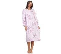 NORMANN-Wäschefabrik Elegantes frauliches Damen Nachthemd,105 cm Länge, Knopfleiste am Hals - 202 314, Farbe:rosa, Größe:52/54