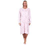 NORMANN-Wäschefabrik Elegantes frauliches Damen Nachthemd,105 cm Länge, Knopfleiste am Hals - 212 314 90 312, Farbe:rosa, Größe:40-42