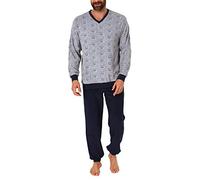 NORMANN-Wäschefabrik Herren Frottee Pyjama lang mit Bündchen - auch in Übergrössen bis Gr. 70-291 101 93 454, Größe2:62, Farbe:grau