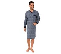 NORMANN-Wäschefabrik Herren Nachthemd Langarm - auch in Übergrössen rösse 70 - Minimalprint - 291 90 431, Größe2:50, Farbe:blau