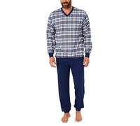 NORMANN-Wäschefabrik Herren Pyjama lang mit Bündchen - auch in Übergrössen bis Grösse 70-281 101 90 440, Farbe:Marine, Größe2:60