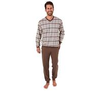 NORMANN-Wäschefabrik Herren Pyjama lang mit Bündchen - auch in Übergrössen bis Grösse 70-281 101 90 440, Größe2:56, Farbe:braun
