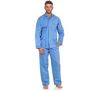NORMANN WÄSCHEFABRIK Klassischer Herren Pyjama gewebt mit durchknöpfbarem Oberteil - Popeline - 191 101 91 110, Größe:58, Farbe:hellblau