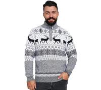 NOROZE Christmas Men's Jumpers | Nordic Style Knitted Lightweight Reindeer Printed Jumper | Crew Neck Long Sleeve Pullover Top | Christmas Jumper Xmas Jumper Sweaters
