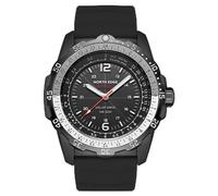 NORTH EDGE Herren Solaruhren mit Silikonarmband, Militärische, wasserdichte Armbanduhr für Sport und Taktik - Minimalistisches Design (Schwarz)