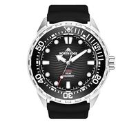 NORTH EDGE Triton Solar Taucheruhr Herren - 300 m Wasserdicht, Edelstahl Gehäuse, Leuchtzeiger, Einseitig Drehbare Lünette, Outdoor Sportuhr (Schwarz, Schwarz, Silikon)
