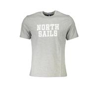 North Sails Graues Logo T-Shirt - Kurzarm, Rundhals, Baumwolle - Größe: 2XL