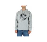 North Sails Herren Fleece Hoodie Grau mit Logo und Vordertas - Größe: S