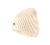 North Sails Logo Beanie – breiter Rippstrick mit Logo-Patch – Marshmallow Einheitsgröße