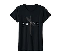 North Wikinger und Viking Symbole für Nordmenschen Preisgünstiges Grafik-T-Shirt, Damen, Schwarz, M