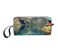Norwegen Fjord Natur Cape Kosmetiktaschen für Frauen Tragbare Make-up-Tasche Reise Aufbewahrungstasche Täglich Empfangen Tasche Große Kapazität Kulturbeutel, weiß, Einheitsgröße