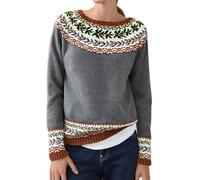 Norweger Pullover Damen Kaschmir, Eleganter Bunter Strickpullover, Weicher Wollpullover Mit Rundhals Und Langarm, Warmes Herbst-Winter Outfit In Großen Größen Sweatshirt Winterpullover Rot Blau Xl 4xl
