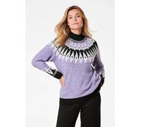 Norweger-Pullover mit wärmender Schurwolle lila 54