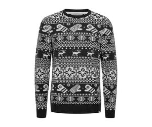 Norwegerpullover 11 PROJECT "Norwegerpullover PRUwe", Herren, Gr. M, blau (schwarz navy), Feinstrick, Obermaterial: 100% Polyacryl PAN., normal, Rundhals, Pullover Norwegerpullover (50250913-M) schwar