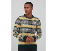 Norwegerpullover BLEND "BHTjorben", Herren, Gr. XL, sea moss, Grobstrick, 85% Polyacryl, 15% Wolle, regular fit normal, Rundhals, Pullover Norwegerpullover, Stilvoller Norweger-Pullover mit Rundhalsau