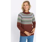 Norwegerpullover CLASSIC BASICS "Norwegerpullover", Damen, Gr. 54, rotbraun, himmelblau, gemustert, 100% Polyacryl, gemustert, Pullover Norwegerpullover (34855440-54) rotbraun, himmelblau, gemustert