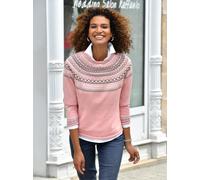 Norwegerpullover INSPIRATIONEN "Pullover", Damen, Gr. 48, rosa (rosé, gemustert), 100% Baumwolle, gemustert, mehrfarbig, Pullover Norwegerpullover (65490532-48) rosé, gemustert