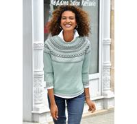 Norwegerpullover INSPIRATIONEN "Pullover", Damen, Gr. 50, grün (mint, gemustert), 100% Baumwolle, gemustert, mehrfarbig, Pullover Norwegerpullover (63970412-50) mint, gemustert