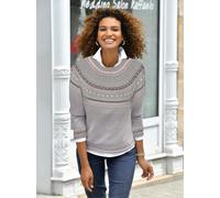 Norwegerpullover INSPIRATIONEN "Pullover", Damen, Gr. 54, grau (grau, meliert, gemustert), 100% Baumwolle, gemustert, mehrfarbig, Pullover Norwegerpullover (44260214-54) grau, meliert, gemustert