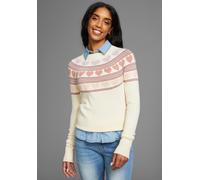 Norwegerpullover KANGAROOS, Damen, Gr. 52/54, beige (beige, melange), Strick, Obermaterial: 50% Viskose, 28% Polyester, 22% Polyamid, figurumspielend hüftlang, Rundhals, Raglanärmel Rippbündchen, Pull