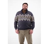 Norwegerpullover LERROS "LERROS Troyer mit Norwegermuster in Übergrößen", Herren, Gr. 5XL, classic navy, 67% Baumwolle, 33% Polyacryl, ohne Ausschnitt, Pullover Norwegerpullover (90966242-5XL) classic
