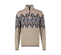 Norwegerpullover LERROS "LERROS Troyer mit Norwegermuster in Übergrößen", Herren, Gr. 5XL, tender beige melange, 67% Baumwolle, 33% Polyacryl, ohne Ausschnitt, Pullover Norwegerpullover (34738450-5XL)