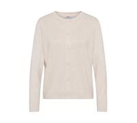 CECIL Damen Strickjacke 2515342 mit Knopfleiste, Rundhals, Oat Milk Beige Melange L
