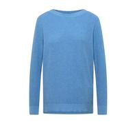 Cecil Strickpullover Damen L (42) Cloud Blau Melange – 60% Baumwolle/40% Viskose, U-Boot-Ausschnitt
