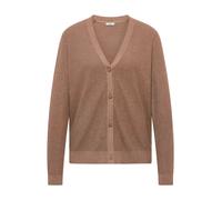 Cardigan CECIL, Damen, Gr. S (38), beige (creamy mocha melange), Web, 60% Baumwolle, 40% Viskose, unifarben, comfort fit normal, V-Ausschnitt, Rippbündchen, Strickjacken, im soften Baumwoll-Mix (34248