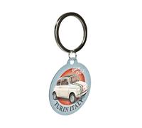 Nostalgic-Art Retro Schlüsselanhänger, Ø 4 cm, Fiat 500 - Turin Italy - Geschenk-Idee für Fiat-Zubehör Fans, Original Lizenzprodukt (OLP), aus Metall, Vintage Design