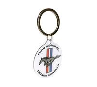 Nostalgic-Art Retro Schlüsselanhänger, Ø 4 cm, Ford Mustang - Horse & Stripes Logo - Geschenk-Idee für Ford-Zubehör Fans, aus Metall, Vintage Design