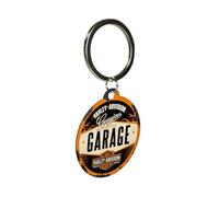 Nostalgic-Art Retro Schlüsselanhänger, Ø 4 cm, Harley-Davidson - Garage - Geschenk-Idee für Biker, Original Lizenzprodukt (OLP), aus Metall, Vintage Design