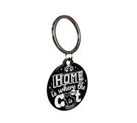 Nostalgic-Art Retro Schlüsselanhänger, Ø 4 cm, Home is where the cat is black - Geschenk-Idee für Katzen-Besitzer, aus Metall, Vintage Design