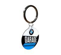 Nostalgic-Art Retro Schlüsselanhänger Rund BMW - Garage - Geschenk-Idee für Auto Zubehör Fans, Plastic, Vintage-Design, 4 cm