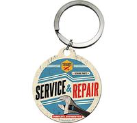 Nostalgic-Art Retro Schlüsselanhänger Rund, Service & Repair - Geschenk-Idee für Auto & Motorrad-Fans, aus Metall, Vintage-Design, Ø 4 cm