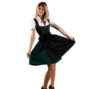 Nostalgisches Mini Dirndl 3-tlg. grün schwarz inkl. passender Bluse und Schürze Gr. 32-58, Schwarz, 50