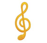 Notenschlüssel Gelb Aufnäher zum aufbügeln oder aufnähen Bügelbild Aufbügler für Kleidung gestickter Bügelpatch Applikation Musik Noten Patch Größe 4,0 x 8,7 cm