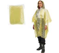 Notfall Regenponcho gelb - schützt zuverlässig vor Regen - leicht & platzsparend (20g) - mit Kapuze & Ärmeln - robuster PE Kunststoff - 122x125cm