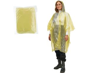 Notfall Regenponcho gelb - schützt zuverlässig vor Regen - leicht & platzsparend (20g) - mit Kapuze & Ärmeln - robuster PE Kunststoff - 122x125cm