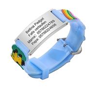 Notfallarmband SOS Armband Kinder Telefonnummer - Blau Silikon Anti Verloren Kinder Namenarmband Identifikationsarmband Kinderarmband Personalisiertes Silber ID Armband für Mädchen Jungen
