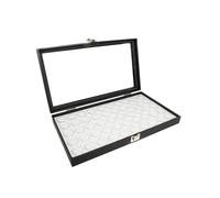 Novel Box Schmuckvitrine mit Glasplatte, groß, Kunstleder, Schwarz, 50 Stück