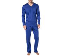 Novila Pyjama Herren V-Ausschnitt Jersey-Baumwolle blau, 50 (M)