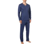 Novila Pyjama Herren V-Ausschnitt Jersey-Baumwolle blau, 58 (3XL)