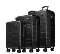 NOWI 2.0 Kofferset 3-teilig - Hartschalenkoffer Set mit Rollen - Reisekoffer M/L/XL, Suitcase Set, Zahlenschloss, 4 Doppelrollen, langlebig (Midnight Black)