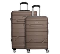 NOWI BERGAMO Reisekoffer - Wasserabweisend, 8 Rollen 360° Drehbar, Teleskopgestänge, Voll gefütterter Innenraum (Bronze, SET 2tl.)