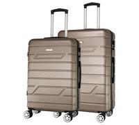 NOWI BERGAMO Reisekoffer - Wasserabweisend, 8 Rollen 360° Drehbar, Teleskopgestänge, Voll gefütterter Innenraum (Bronze, SET 2tl.)