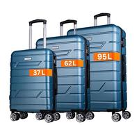 NOWI Bergamo Reisekoffer - Wasserabweisend, 8 Rollen 360° Drehbar, Teleskopgestänge, Voll gefütterter Innenraum (türkis, Set)