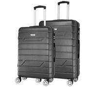 NOWI Bergamo Reisekoffer - Wasserabweisend, 8 Rollen 360° Drehbar, Teleskopgestänge, Voll gefütterter Innenraum (anthrazit, Set 2tl.)