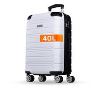 NOWI Handgepäck Koffer leicht - 40L Volumen - 8 Rollen 360° drehbar - Leichter ABS Koffer mit Zahlenschloss & Teleskopgestänge, Kabinentrolley, Handgepäckskoffer, Kabinenkoffer (weiß, M)